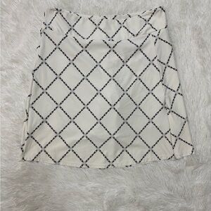 Lulu's White and Black Diamond A-Line Skirt